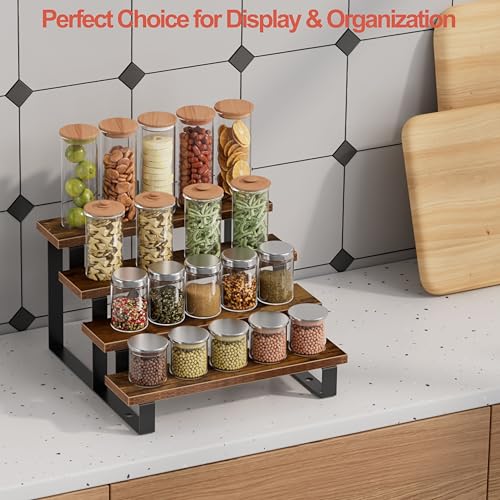 4-Tier Wooden Cologne Organizer Stand for Men - Desktop Fragrance Display