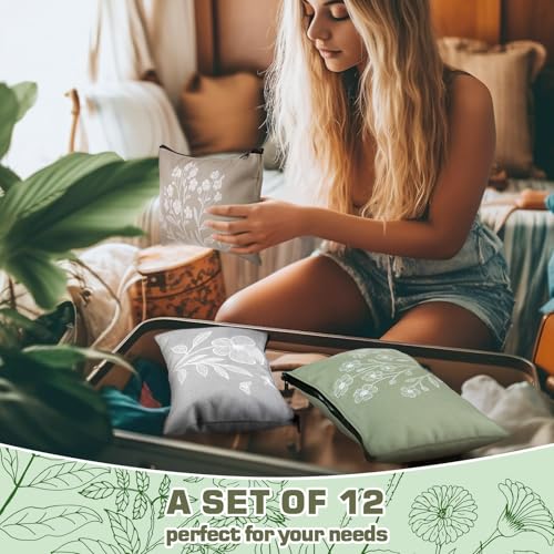 Sweetude 12 Pcs Vintage Boho Flower Makeup Bags - Flower Design