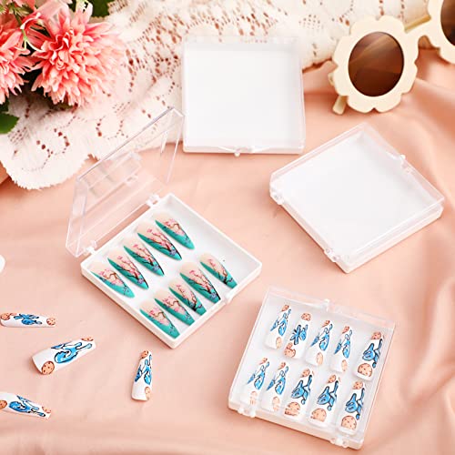 White 15 Pcs Nail Press On Display Case Organizer with Acrylic Storage Box