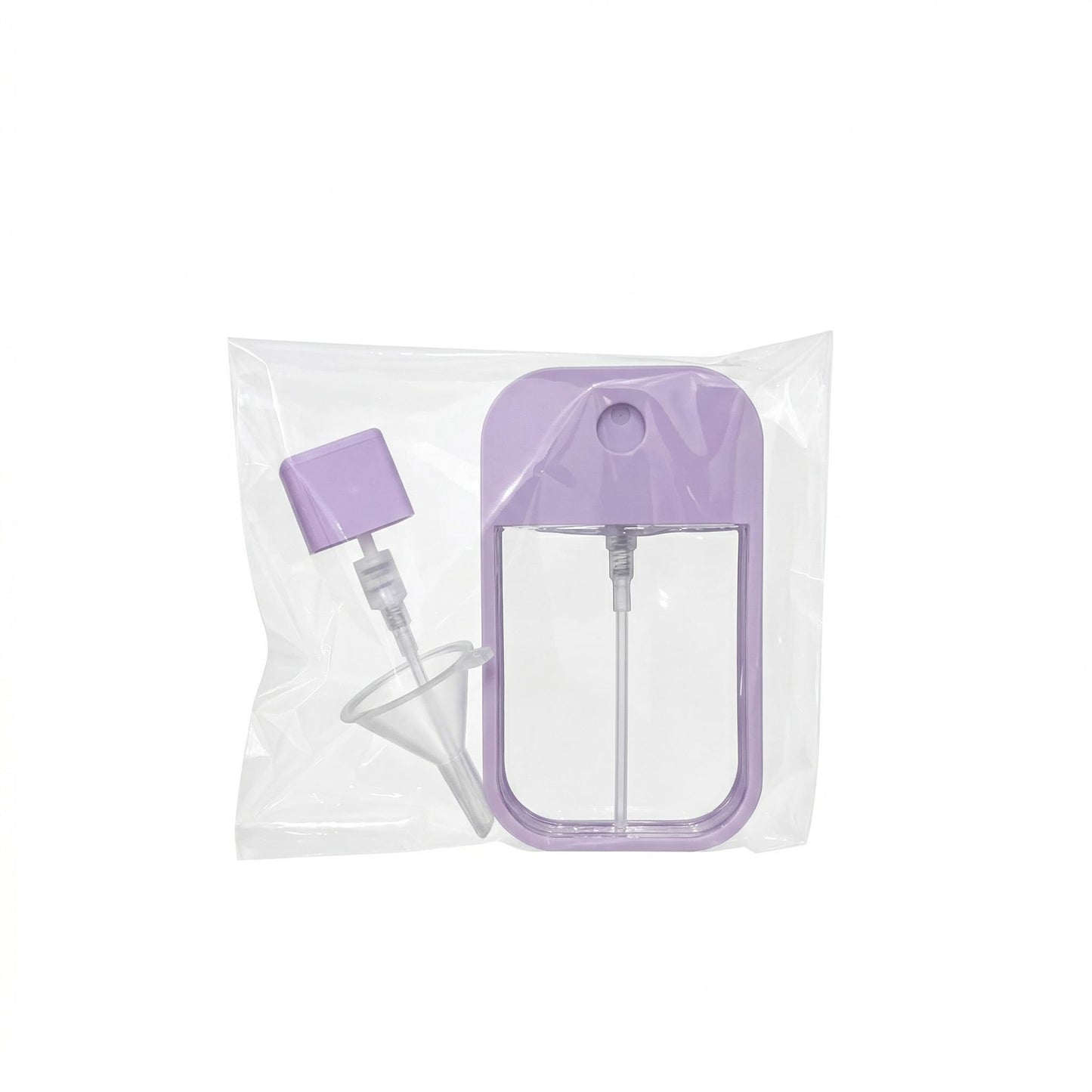 Hand Sanitizer Spray 45ml Small Refillable Bottle, Flat Alcohol Mist Atomizer Clear Purple Empty Travel Perfume Spray Bottle for Personal Care Outdoor Travel Pocket Size Essential Oil Fine Mist