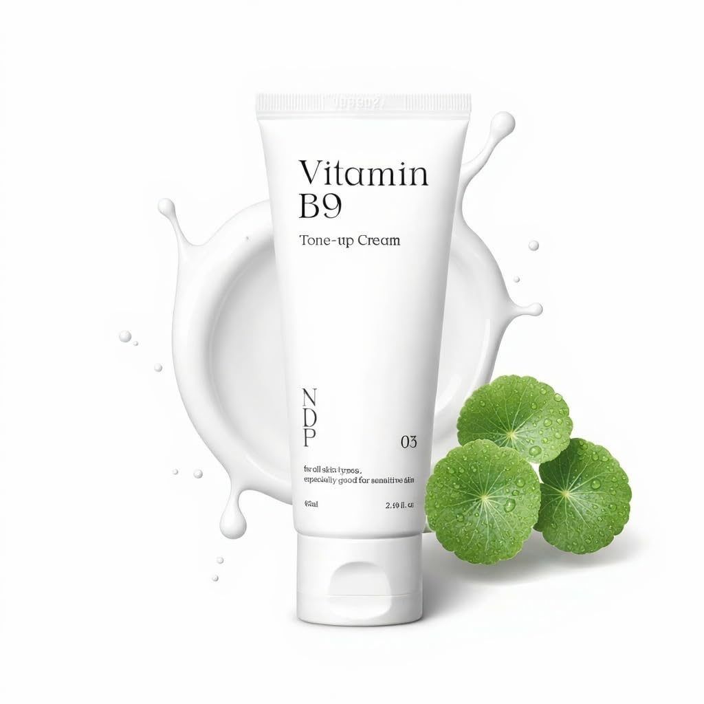 Vitamin B9 Tone-Up Cream - Silicone-Free Face Primer for Pore Minimizing | 95% Pure Cica Extract, Lightweight Formula (65ml)