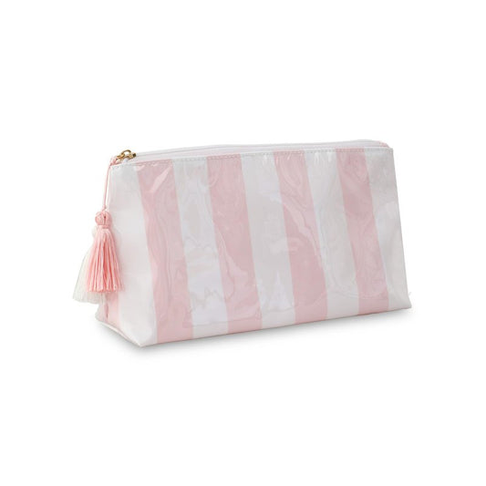 DYSHAYEN Makeup Bags for Purse,Small Clear Coated Cosmetic Bags for Women Girls, Waterproof Travel Organizer Zipper Pouch Beach Vacation Essentials (White-Pink)