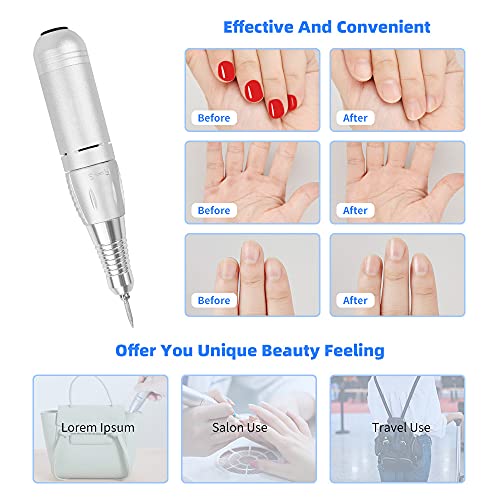 JEWHITENY Portable Electric Nail Drill 35000 RPM - Silver Manicure Kit