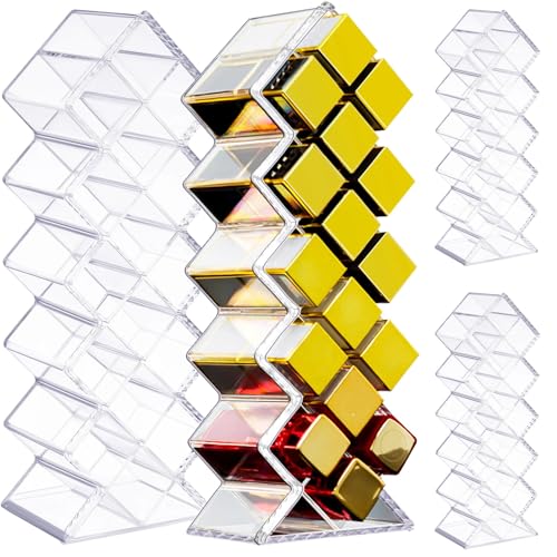 Rozer 4 Pack Fish-Shaped Acrylic Lipstick Organizer with 64 Slots - Clear Makeup Display Stand