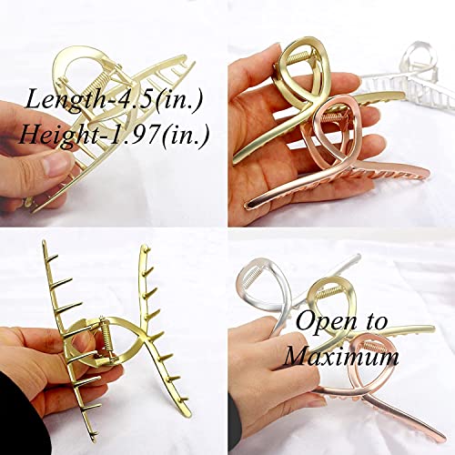 SOVAEER 2-Pack Matte Metal Hair Claw Clips - Gold & Rose Gold