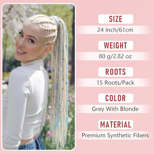 24 Inch Braided Hair Extensions Ponytail - Handmade Boho Dreads