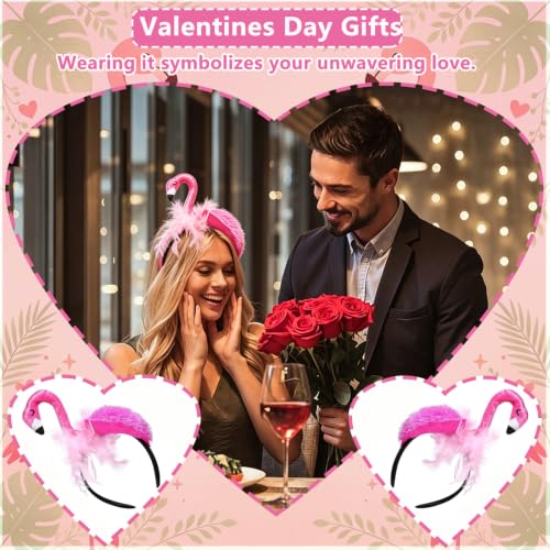 Pink Flamingo Headband Hair Accessory for Tropical Party & Costume - CARMELIT