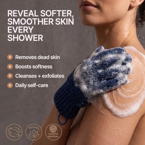 Exfoliating Shower Gloves (4 pcs) - Gentle Body Scrub for Smooth Skin