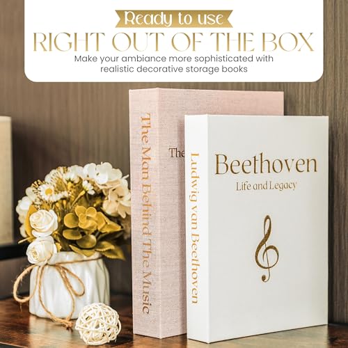 Faux Decorative Coffee Table Books Set of 2 - Linen Storage Box