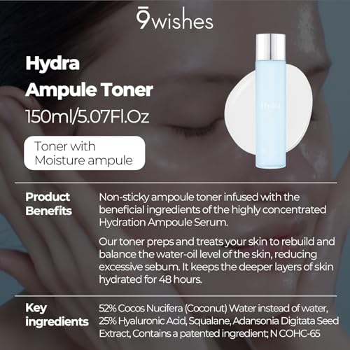 9wishes Hydra Toner - 150ml Coconut Water Facial Toner for Hydration