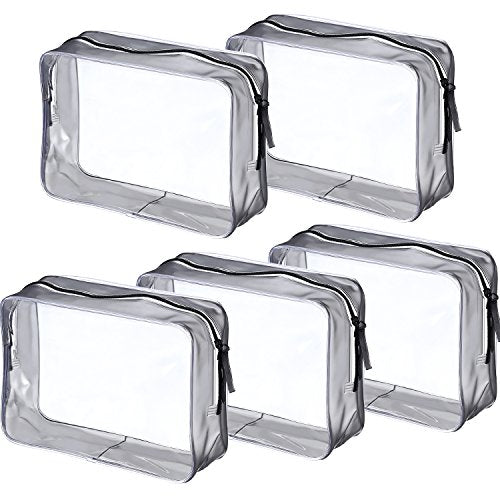 Small Clear PVC Zippered Toiletry Pouch - 5 Pack Cosmetic Bag