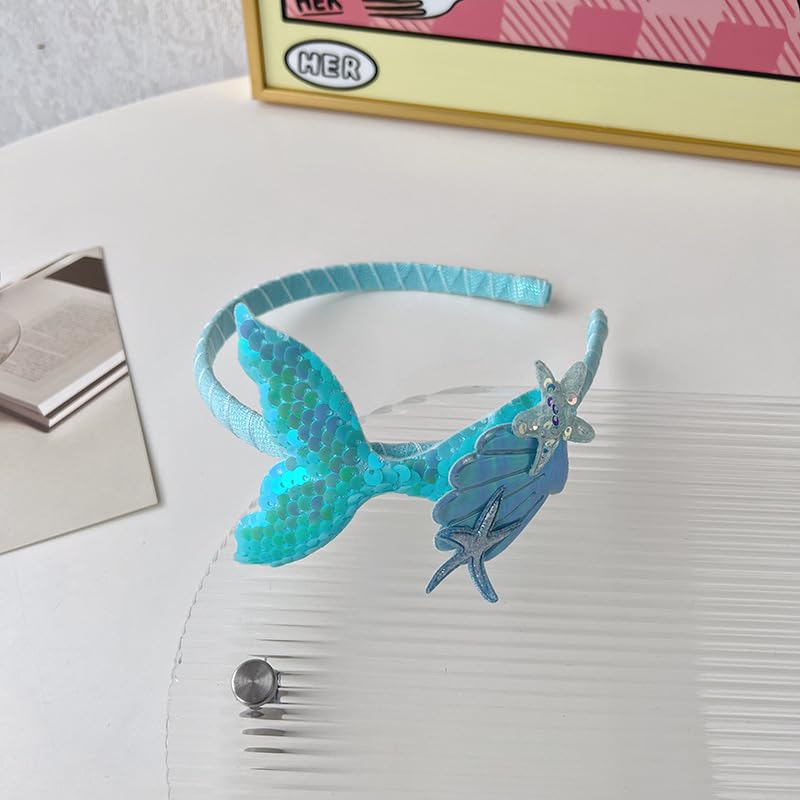 Mermaid Headband with Glitter Seashells and Starfish for Girls Women - Party Costume Accessory
