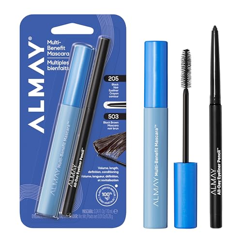 Almay Multi-Benefit Mascara & Eyeliner Pencil Duo, Black Brown