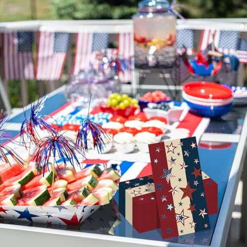 Patriotic Paper Napkins - 100 Pack Red White Blue Star for 4th of July