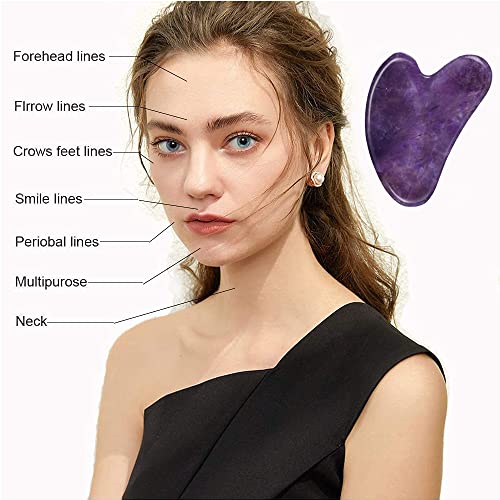 Ditind Purple Gua Sha Facial Tool - Natural Jade Massage for Skin Tightening