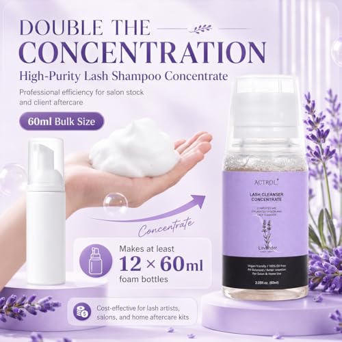 ACTROL Lash Shampoo Concentrate – 60ml Refill for 12 Eyelash Foam Cleansers