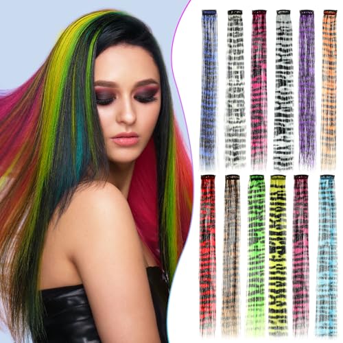 Suncalla 18" Stripe Raccoon Tail Wig Extensions - Set of 12, Halloween & Festival Costume Accessory