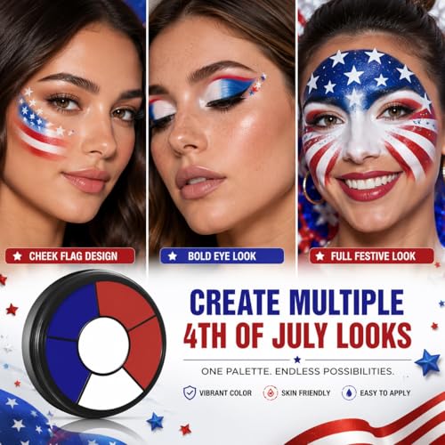 BOBISUKA 6-Color Cream Face & Body Paint Set – Washable, High Pigment for 4th of July & Festivals