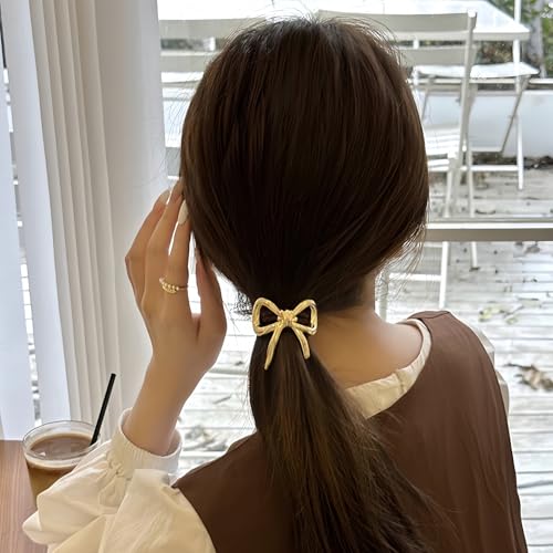Elegant Bow Hair Ties for Women - Gold & Silver 2 Pack