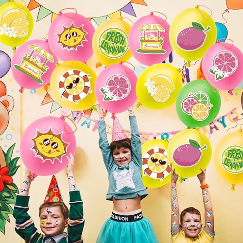 72 Pack Lemon Party Favors with Punch Balloons & Temporary Tattoos