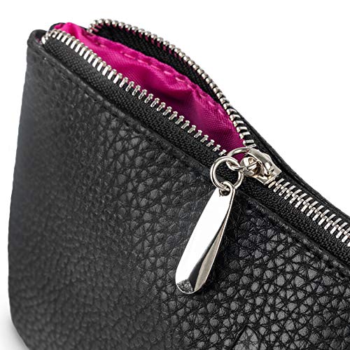 Travel Makeup Brush Case PU Leather Cosmetic Bag for Women, Black