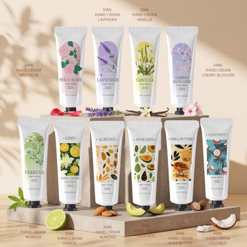 BODY & EARTH White Hand Cream Set 30 Travel Size Lotions with 10 Scents
