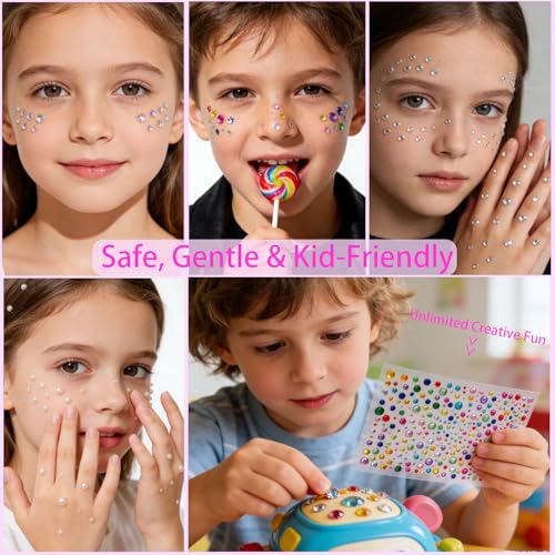 Self-Adhesive Face Gems 4 Sheets for Makeup & Body Art - Tiebblove
