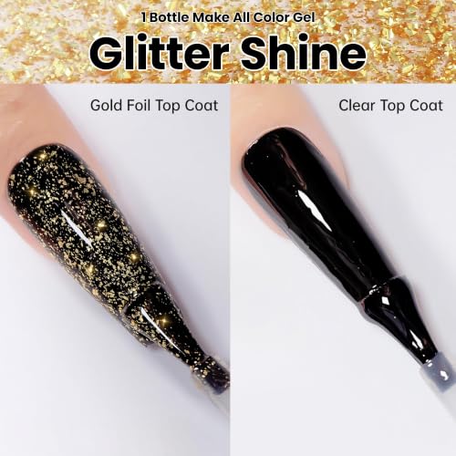YTD Likomey Gold Foil Top Coat for Nails - No Wipe Metallic Gold Leaf, 15ml