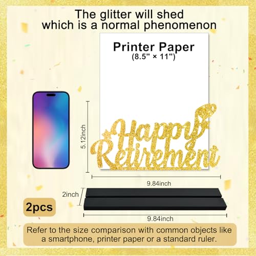 Glitter Gold Happy Retirement Table Centerpieces - Set of 2