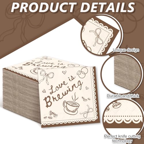 Love is Brewing Cocktail Napkins | 50 Pcs Disposable 3-Ply Paper