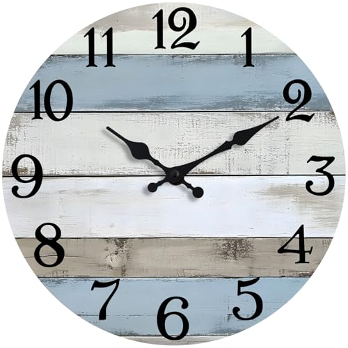 JoFomp 8 Inch Silent Wooden Wall Clock - Coastal Rustic Decor