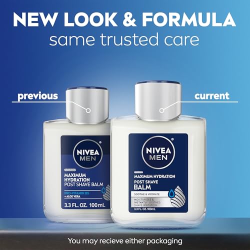 NIVEA MEN Maximum Hydration Post Shave Balm, With Provitamin B5 and Aloe Vera, Proves 3X Hydration Effect, 3.3 Fl Oz Bottle, Pack of 3