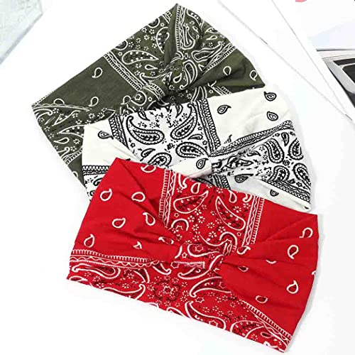 CAKURE Set of 2 Boho Wide Turban Headbands for Women & Girls – Elastic, Knotted Hair Wraps