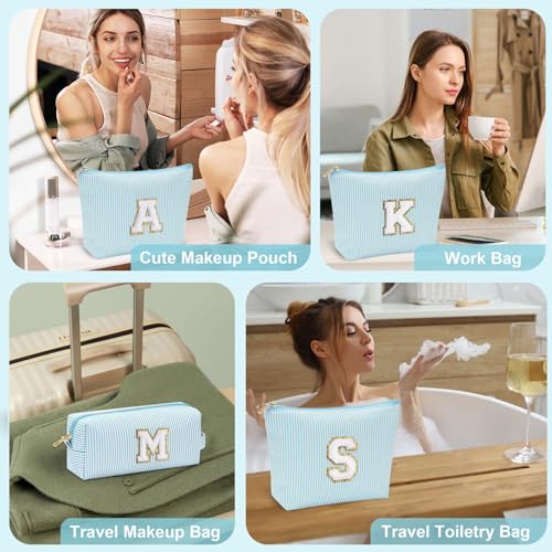YOOLIFE Light Green Initial Makeup Bag for Girls & Women