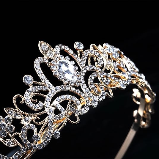 Yopay 6 Pack Gold Crystal Tiara Crowns for Women & Girls
