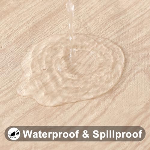 Smiry Waterproof Elastic Fitted Tablecloth for 4FT Tables - Beige Wood