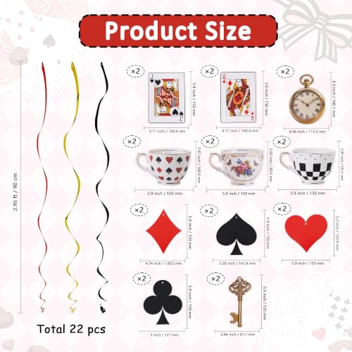 Wonderland Tea Party Decorations - 22Pcs Pre-Strung Garland
