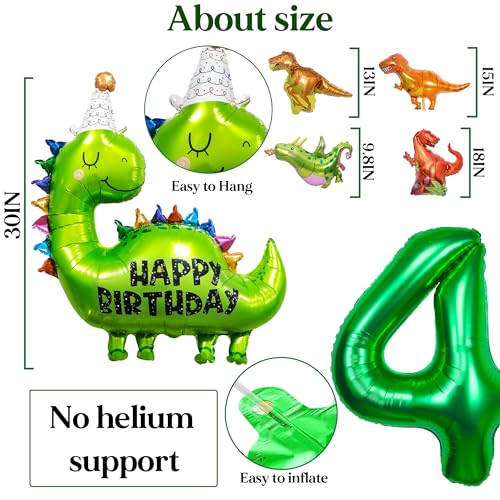 Dinosaur Birthday Balloon Set - 29 Pieces for 4th Birthday Party