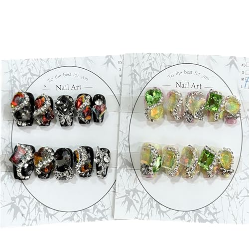 MellowBells Short Press-On Nails Mystery Box 20Pcs with Charms & Decor for Women - Random Size M 1.5-2.5cm