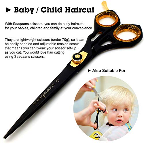 Saaqaans 6-Inch Professional Hair Cutting Scissors with Black Storage Case