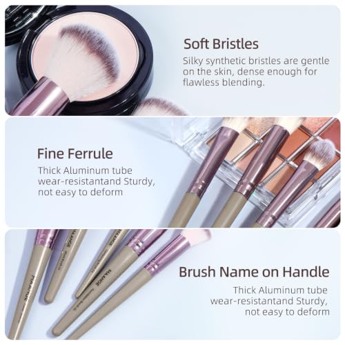 MAANGE 51-Piece Professional Makeup Brush Set with Case - Champagne