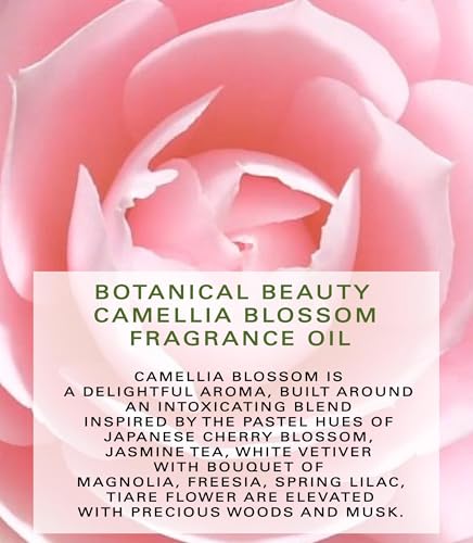 Botanical Beauty Camellia Blossom Fragrance Oil Roll-On 0.33 Fl Oz - Long Lasting Perfume for Women & Men, Jasmine, Magnolia, Lilac, Tiare