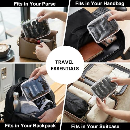 Decorniqu Black Travel Bottles Set 14pcs TSA Approved Toiletry Containers