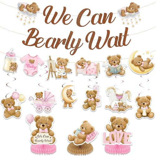 Teddy Bear Baby Shower Decorations - We Can Bearly Wait Party Set