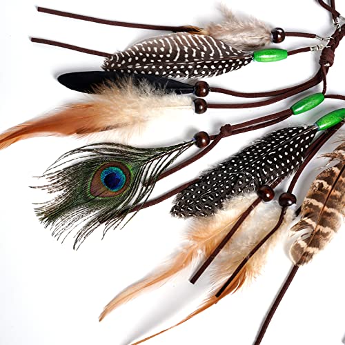 Obmwang Indian Feather Headband – Boho Festival Head Dress with Feathers for Women & Girls