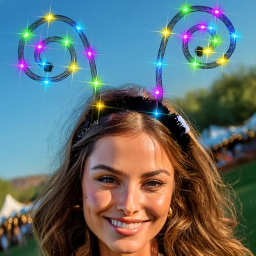 Zoestar Light Up Butterfly Antenna Headband - LED Party Costume Accessory
