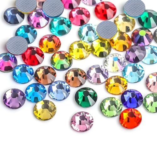 Kzkcy SS16 Hotfix Rhinestones 3.7-3.9mm 1440 Mixed Colors - Flatback Glass Gems for Nails, Bags, Clothes