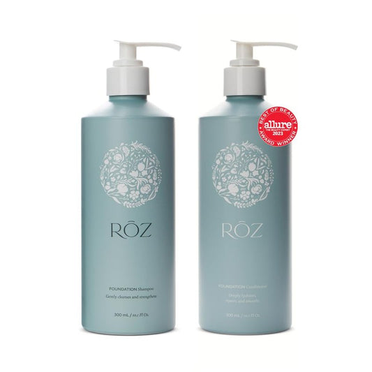 RŌZ Foundation Shampoo & Conditioner Set - Sulfate-Free Hydrating Duo for All Hair Types | Vegan, Color-Safe | 10.1 oz Each