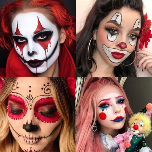Yeweian Clown Makeup Wheel Black White Red Face Paint Palette 01 – Non-Toxic Customizable Special Effects