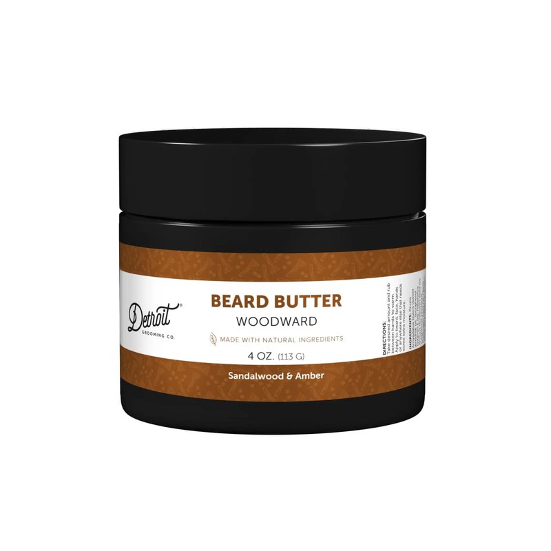 Detroit Grooming Co. Beard Butter for Men - Premium Leave-In Conditioner & Softener with Safflower Oil & Shea Butter - Hydrating Beard Moisturizer for Growth & Thickness - Woodward, 4oz